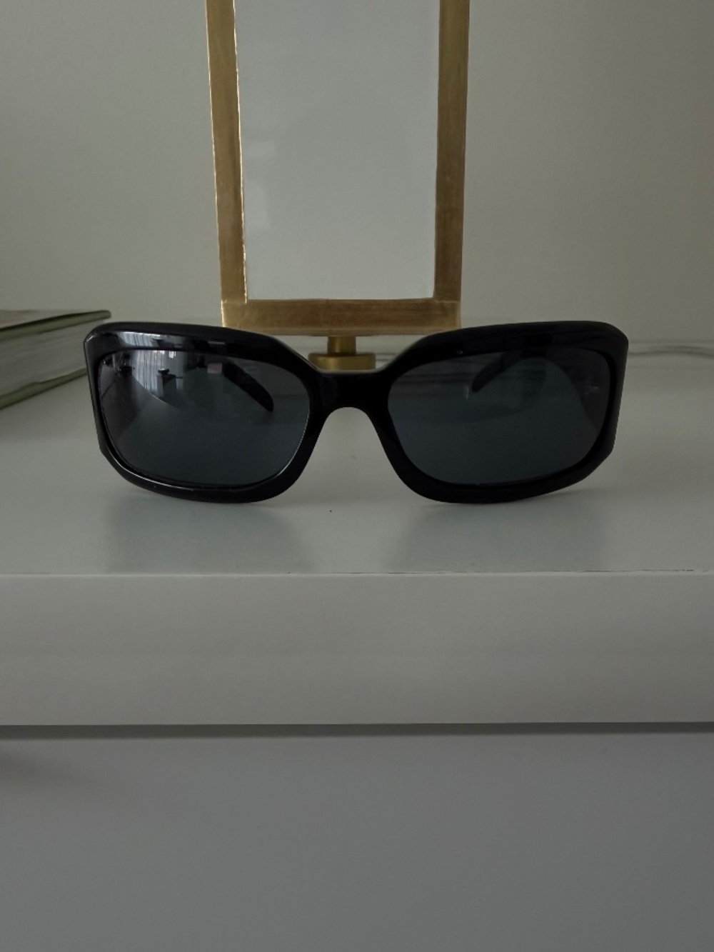 Chanel vintage  oversized sunglasses with quilted, studded temples